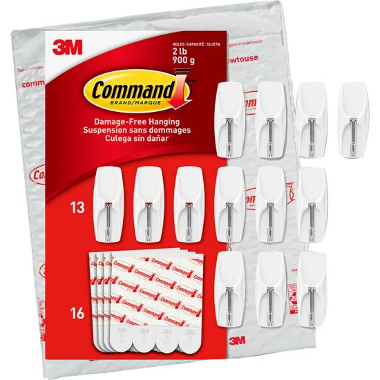 Picture of Command Medium Wire Hooks, 13-Command Hooks, 16-Command Strips, Damage-Free, White