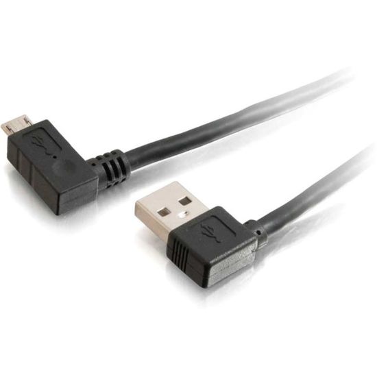 Picture of C2G 5m USB A to Micro-USB B Cable with Right Angeled Connectors-USB 2.0 16ft - USB for PDA, Cellular Phone, Camera - 16.40 ft - 1 x Type A Male USB - 1 x Micro Type B Male USB - Black""