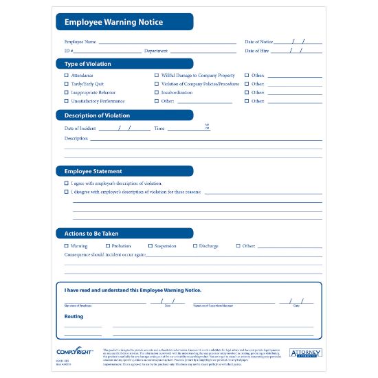 Picture of ComplyRight Employee Warning Notices, Pack Of 50