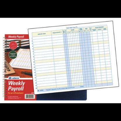 Picture of Adams Weekly Payroll Book, 8 1/2in x 11in, Blue