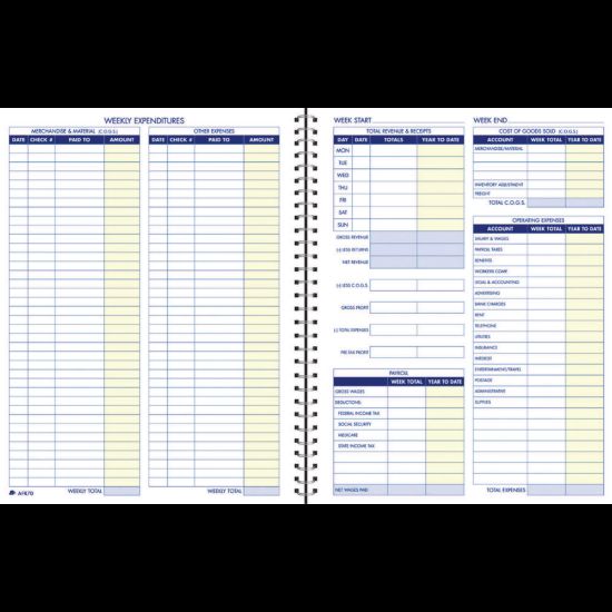 Picture of Adams Weekly Bookkeeping Book, 8 1/2in x 11in, Blue