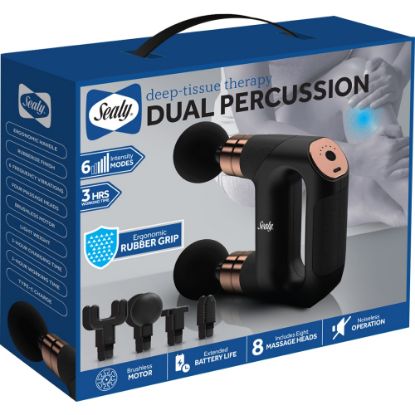 Picture of Sealy SL-HW-MA-109-BK Dual-Head Percussion Massage Gun, 12inH x 8inW x 2inD, Black