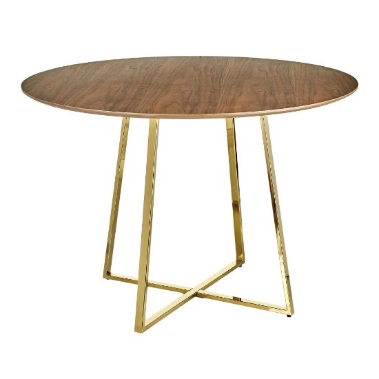 Picture of LumiSource Cosmo Dining Table, 30-1/4inH x 43-1/2inW x 43-1/2inD, Gold/Walnut