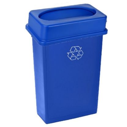 Picture of Alpine Industries Trash Can Recycle Bin With Drop Slot Lid, 23 Gallons, Blue