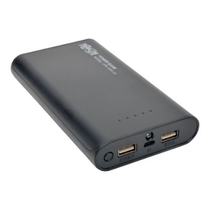 Picture of Tripp Lite Portable 2-Port USB Battery Charger Mobile Power Bank 12k mAh - Power bank - 12000 mAh - 3 A - 2 output connectors (USB) - on cable: Micro-USB - black