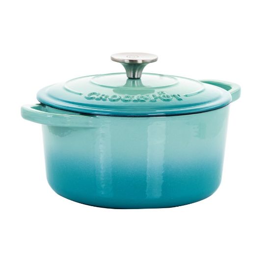 Picture of Crock-Pot Artisan 2-Piece Enameled Cast Iron Dutch Oven, 3 Quarts, Aqua Blue