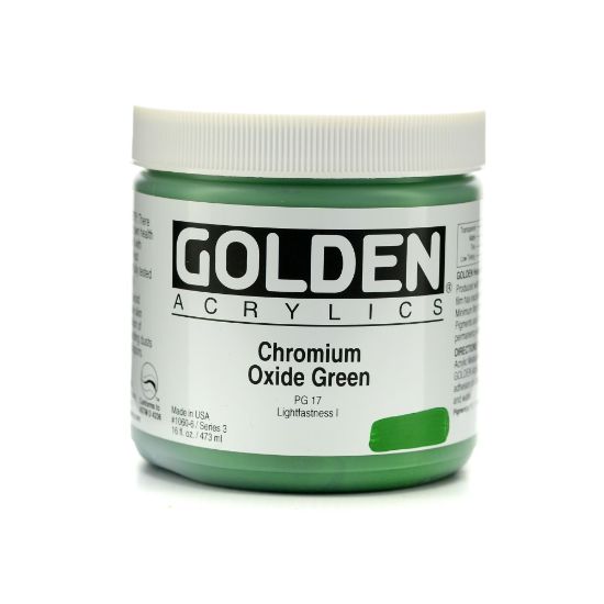 Picture of Golden Heavy Body Acrylic Paint, 16 Oz, Chromium Oxide Green