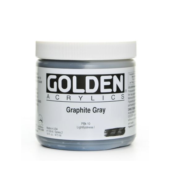 Picture of Golden Heavy Body Acrylic Paint, 16 Oz, Graphite Gray