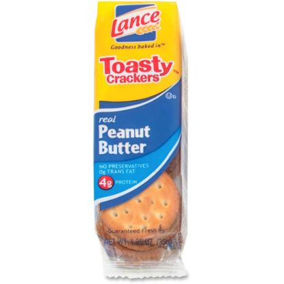 Picture of Lance Toasty Peanut Butter Cracker Sandwiches Packs - Individually Wrapped - Peanut Butter - 1 Serving Pack - 24 / Box