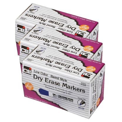 Picture of Charles Leonard Dry-Erase Markers, 12 Markers Per Pack, Set Of 3 Packs, Chisel Tip, Blue, 36 Markers