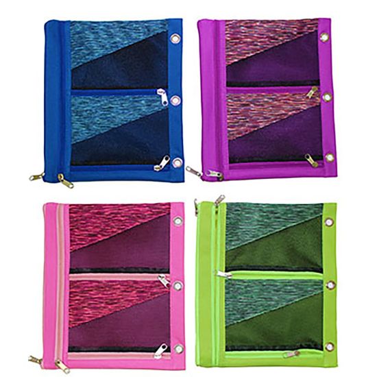 Picture of Inkology Oversized Binder Pencil Pouches, 9-1/2in x 11in, Assorted Colors, Pack Of 8 Pouches