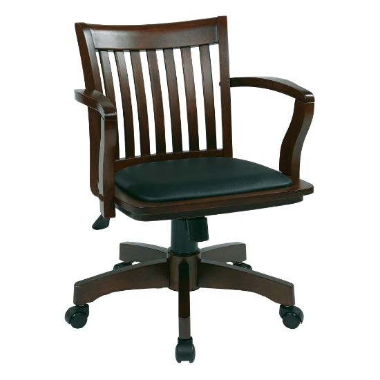 Picture of Office Star Deluxe Wood Bankers Chair With Padded Seat, Black/Espresso