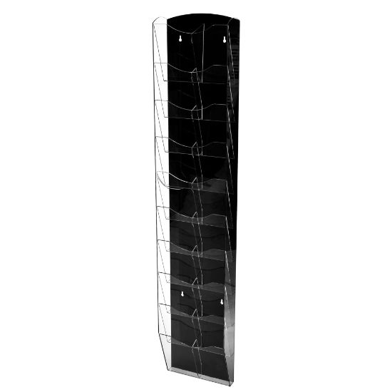 Picture of Alpine Hanging Magazine Rack With Adjustable Pockets, 51inH x 10inW x 4inD, Black/Clear