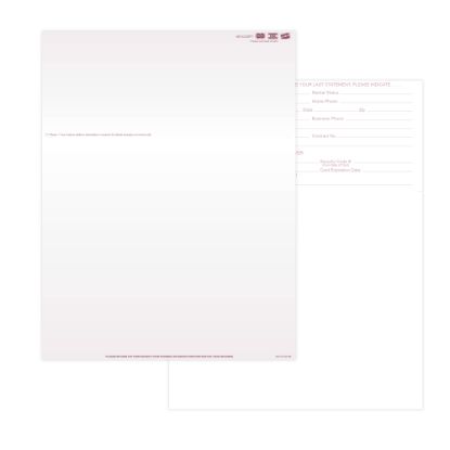 Picture of Laser 2-Sided Healthcare Medical Billing Statements, Preprinted MC/Visa/Discover Credit Card Accepted, 1-Part, 8-1/2in x 11in, Burgundy, Pack Of 2,500 Sheets