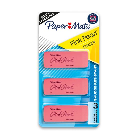 Picture of Paper Mate Pink Pearl Erasers, Large, Pack Of 3