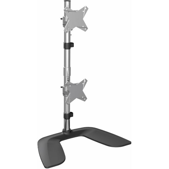 Picture of StarTech.com Vertical Dual Monitor Stand - For up to 27 VESA Monitors - Aluminum - Height Adjustable - Tilt - Swivel - 37 Height x 4.5 Width - Desktop, Tabletop - Aluminum, Plastic - Black, Silver