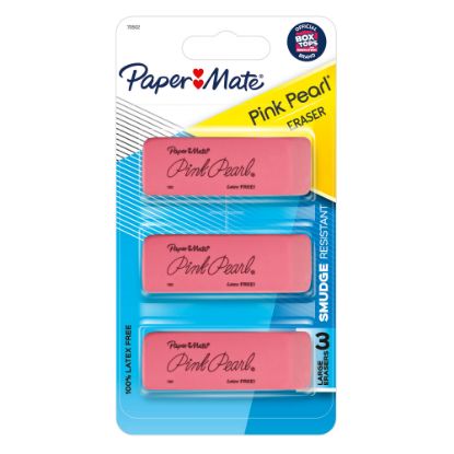 Picture of Paper Mate Pink Pearl Erasers, Medium, Pack Of 3