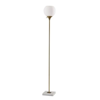 Picture of Adesso Fiona Torchiere, 71inH, White Opal Shade/Antique Brass And White Marble Base