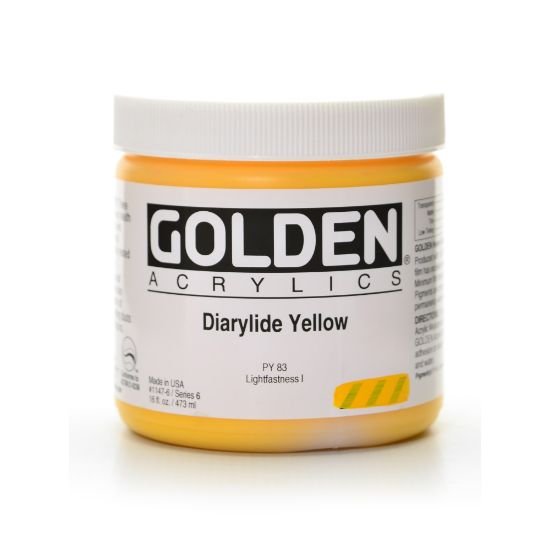 Picture of Golden Heavy Body Acrylic Paint, 16 Oz, Diarylide Yellow