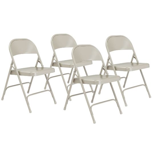 Picture of National Public Seating Series 50 Steel Folding Chairs, Gray, Set Of 4 Chairs