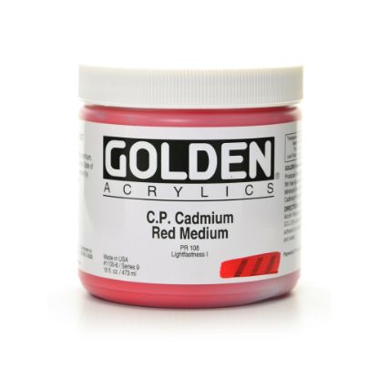 Picture of Golden Heavy Body Acrylic Paint, 16 Oz, Cadmium Red Medium (CP)