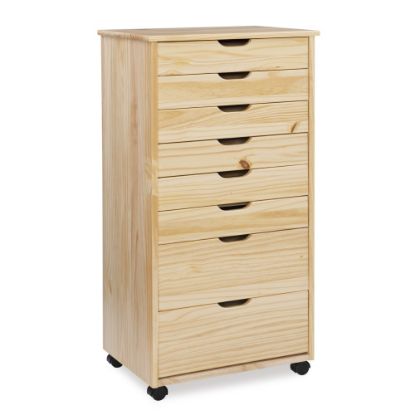 Picture of Linon Casimer 8-Drawer Rolling Home Office Storage Cart, Natural