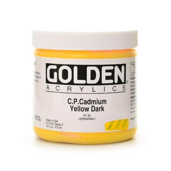 Picture of Golden Heavy Body Acrylic Paint, 16 Oz, Cadmium Yellow Dark (CP)