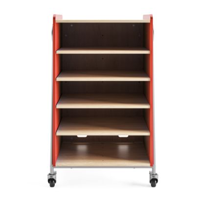 Picture of Safco Whiffle Double-Column 4-Shelf Rolling Storage Cart, 48inH x 30inW x 19-3/4inD, Red