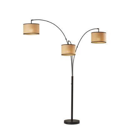 Picture of Adesso Bowery 3-Arm Arc Lamp, 82inH, Natural Shade/Antique Brass Base