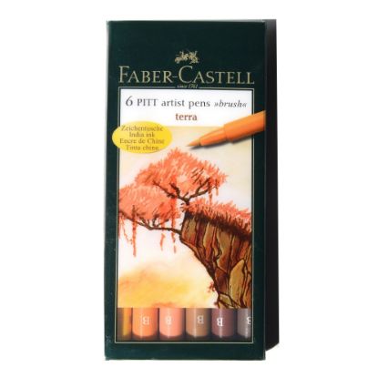 Picture of Faber-Castell Pitt Artist Brush Pens, Terra, 6 Pens Per Set, Pack Of 2 Sets