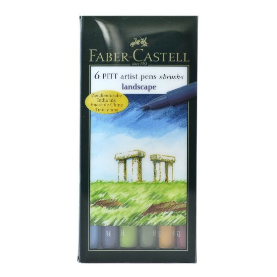 Picture of Faber-Castell Pitt Artist Brush Pens, Landscape, 6 Pens Per Set, Pack Of 2 Sets