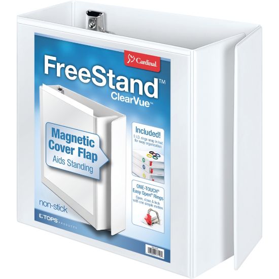 Picture of Cardinal FreeStand Easy-Open 3-Ring Binder, 5in Slant Rings, White