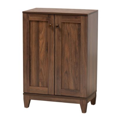 Picture of Baxton Studio Modern And Contemporary 35inH 2-Door Shoe Storage Cabinet, Walnut Brown