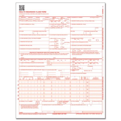 Picture of ComplyRight CMS-1500 Health Insurance Claim Form (02/12), Laser-Cut Sheet, 8 1/2in x 11in, White, Case of 2,500