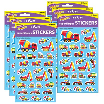 Picture of Trend superShapes Stickers, Construction Vehicles, 200 Stickers Per Pack, Set Of 6 Packs