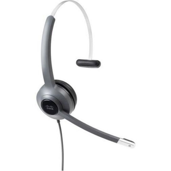 Picture of Cisco 521 Headset - Mono - Mini-phone (3.5mm), USB - Wired - Over-the-head - Monaural - Supra-aural - Uni-directional, Electret, Condenser Microphone - Black