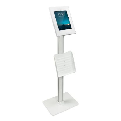 Picture of Mount-It! MI-3770W Secure iPad Floor Stand With Document Holder, 49-1/8inH x 11-3/4inW x 15-3/4inD, White