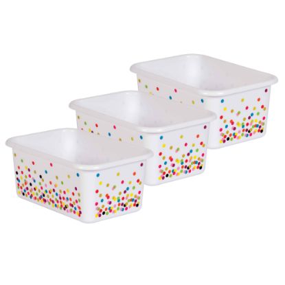 Picture of Teacher Created Resources Small Plastic Storage Bins, 7-3/4in x 11-3/8in x 5in, Confetti, Pack Of 3 Bins