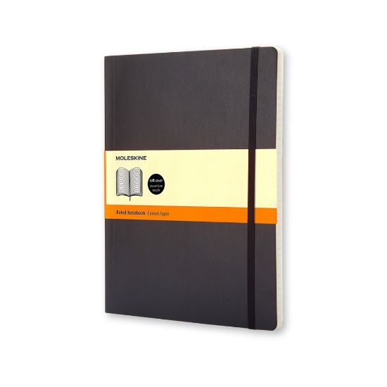 Picture of Moleskine Classic Soft Cover Notebook, 7-1/2in x 10in, Ruled, 192 Pages, Black