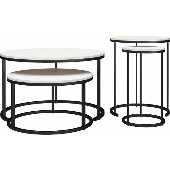 Picture of Ameriwood Home Clarine Nesting Coffee And End Table Bundle, Black/Ivory, Set Of 4 Tables