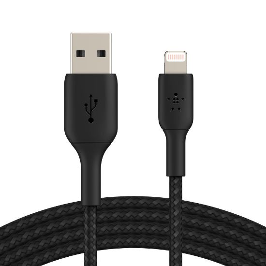 Picture of Belkin Lightning-To-USB-A Braided Cable, 3.3ft, Black,