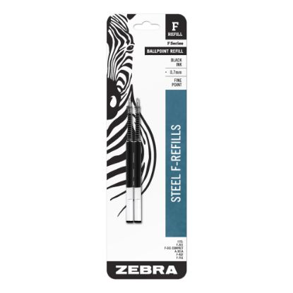 Picture of Zebra Pen Ballpoint F-Refills, Pack Of 2, Fine Point, 0.7 mm, Black Ink