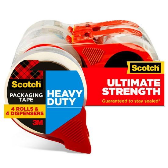 Picture of Scotch Heavy-Duty Shipping Packing Tape With Dispenser, 1 7/8in x 54.6 Yd., Pack Of 4