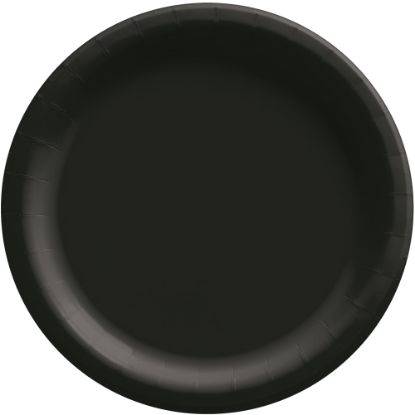 Picture of Amscan Round Paper Plates, Jet Black, 10in, 50 Plates Per Pack, Case Of 2 Packs