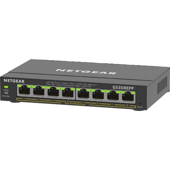 Picture of Netgear 8-Port Gigabit Ethernet PoE+ Smart Managed Plus Switch - 8 Ports - Manageable - 2 Layer Supported - 123 W PoE Budget - Twisted Pair - PoE Ports - Wall Mountable, Desktop, Rack-mountable - 5 Year Limited Warranty