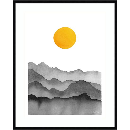 Picture of Amanti Art Black Yellow Mountain Range Silhouette by Cat Coquillette Wood Framed Wall Art Print, 41inH x 33inW, Black