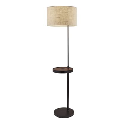 Picture of Adesso Oliver AdessoCharge Shelf Floor Lamp, 63-1/2inH, Beige Shade/Black Base