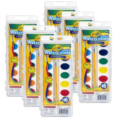 Picture of Crayola Watercolor Set, 1 Oz, Assorted Colors, 16 Paints Per Set, Pack Of 6 Sets