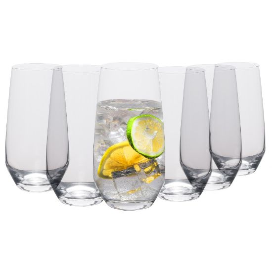 Picture of Table 12 Lead-Free Crystal Large Beverage Glasses, 16.5 Oz, Clear, Set Of 6 Glasses