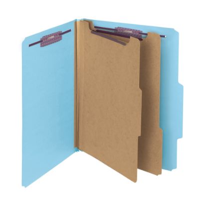 Picture of Smead Pressboard Classification Folder, 2 Dividers, Letter Size, 100% Recycled, Blue